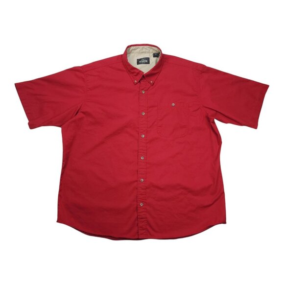 Redhead Mens Red Button-Up Cotton Shirt 2XL Short Sleeve Casual Made In India - Picture 8 of 8